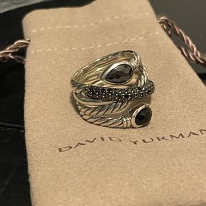 Silver with black stones David Yurman stack ring